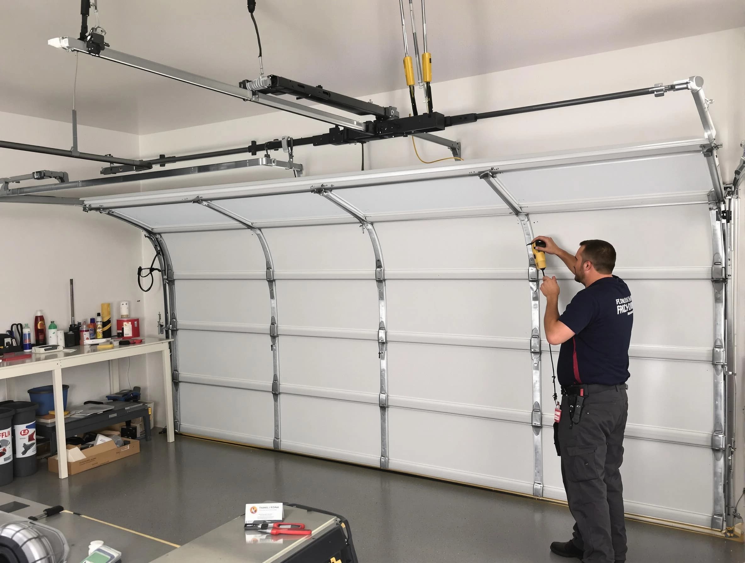 Bethel Park Garage Door Repair certified technician performing overhead door system repair in Bethel Park