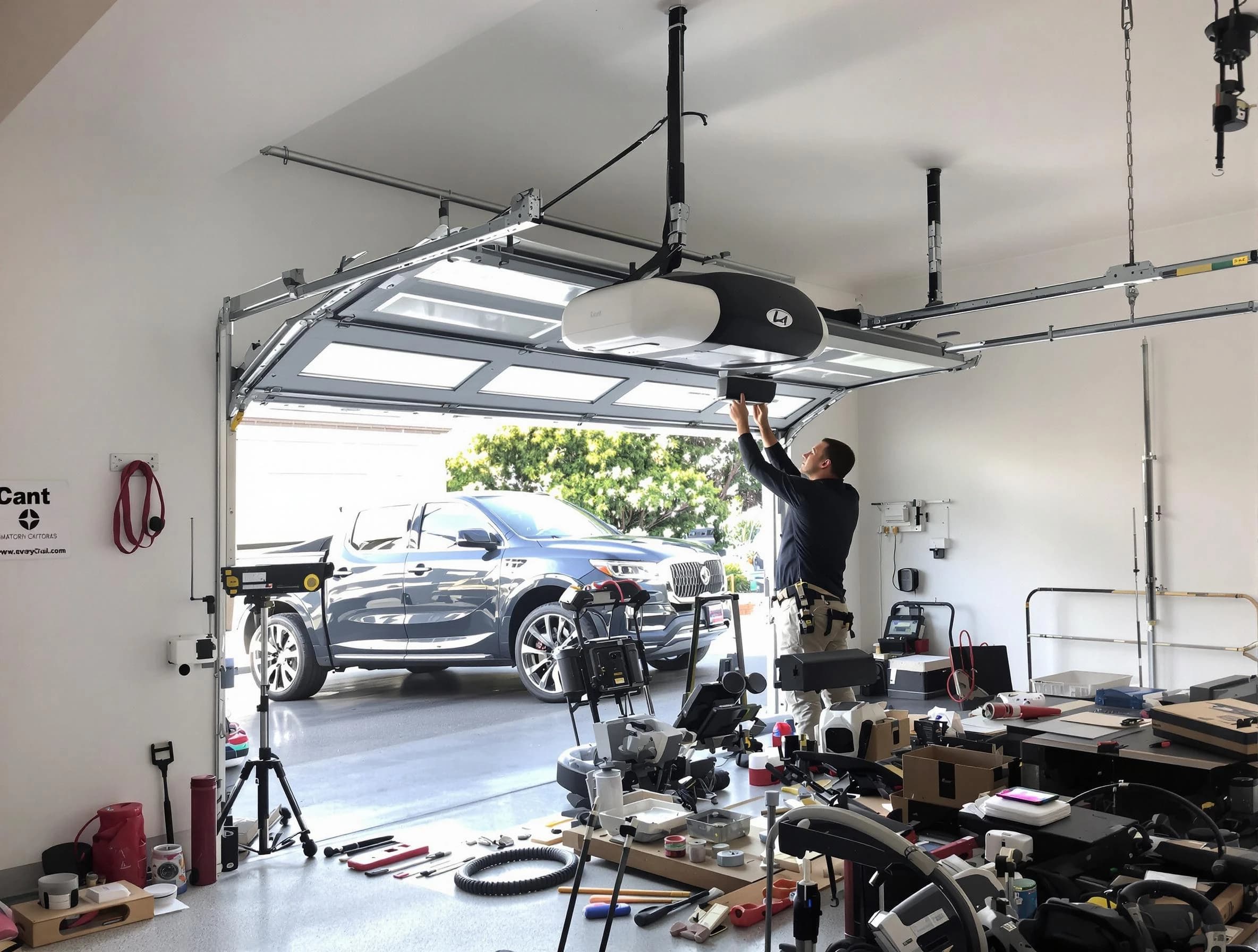Bethel Park Garage Door Repair specialist installing smart garage door opener system in Bethel Park home