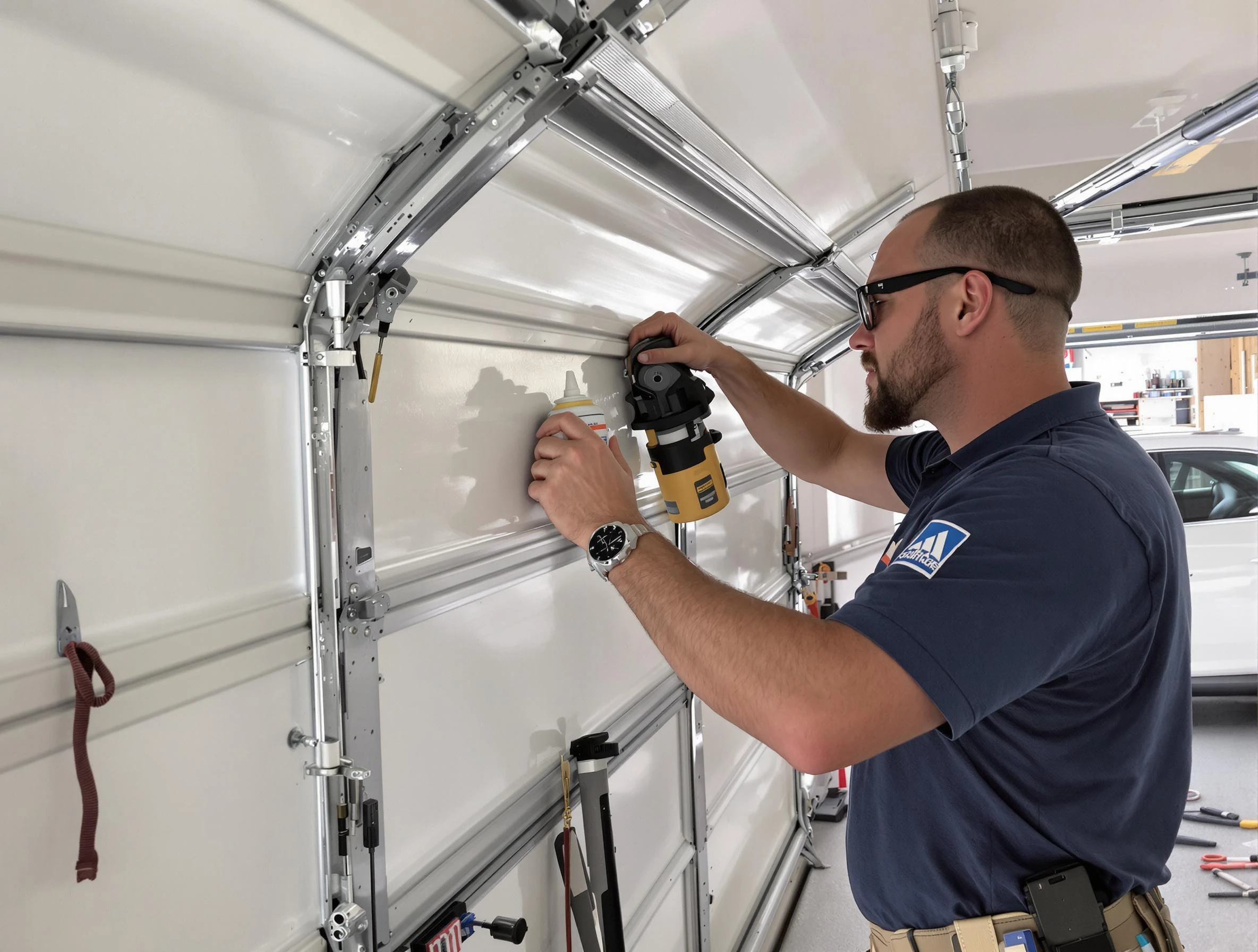Bethel Park Garage Door Repair technician performing comprehensive noise reduction service in Bethel Park