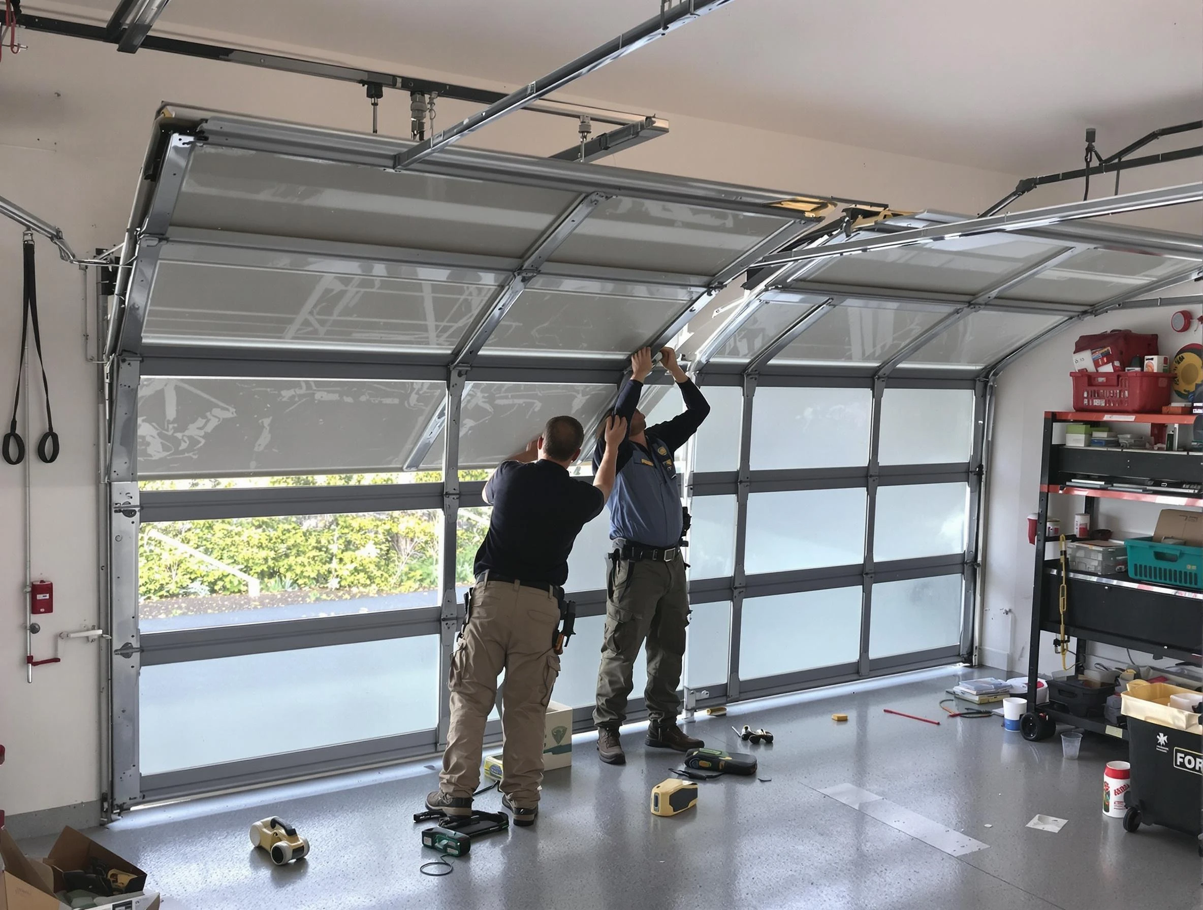 Bethel Park Garage Door Repair expert performing precise panel replacement on Bethel Park garage door